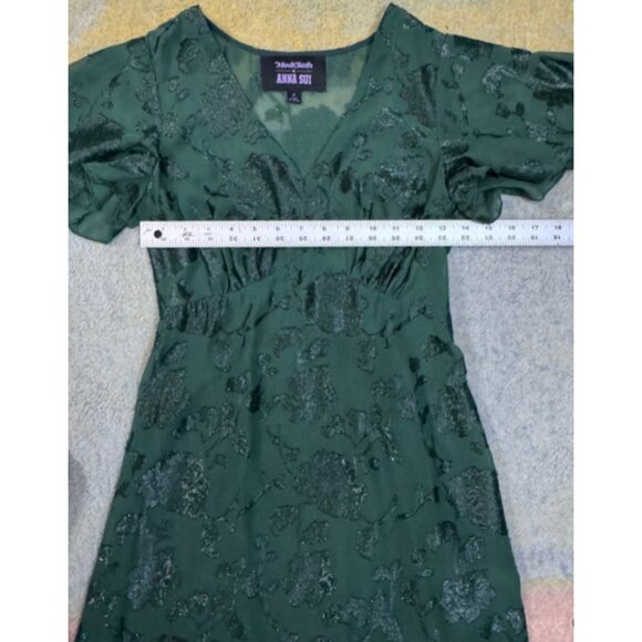 Anna Sui x Modcloth Womens Fairycore‎ Floral Green Sheer Size 2 Mesh Midi Dress - Picture 11 of 13